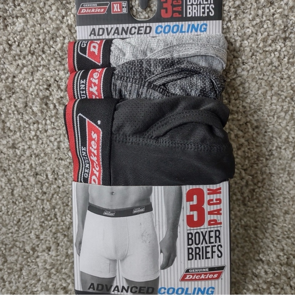 Dickies Advance Cooling Men's XL Boxer Briefs 3 pack Gray, Black